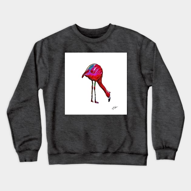 Feeding Flamingo In Abstract Crewneck Sweatshirt by KirtTisdale